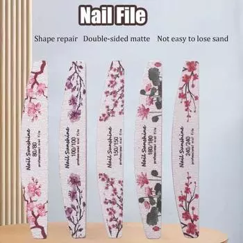 5 шт./набор пилочек для ногтей в форме полумесяца, полировальная наждачная бумага, наждачная бумага, двухсторонний цветок, буферный инструмент для маникюра 5pcs