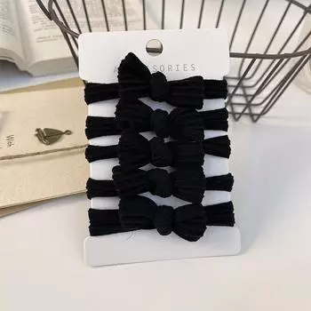 5 шт./Набор Резинки-скранчи с бантиком, Веревка для волос, Детские однотонные, Эластичные, Не повреждающие волосы, Держатель для хвостика, Резинка, Детские головные уборы для девочек