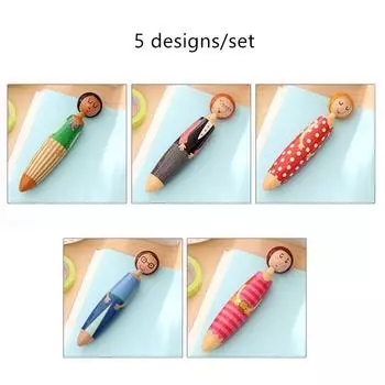 5 шт., набор шариковых ручек с милой солнечной куклой, синий цвет, шариковая ручка с чернилами, подарок, канцелярские принадлежности, офисные школьные принадлежности