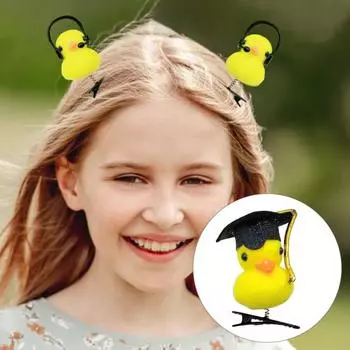 5 шт., набор шпилек с декором в виде желтой утки, комплект выпускной шляпы, декор, весенний дизайн, плюшевые заколки для волос в виде утки, аксессуары для волос B