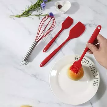 5 шт., набор силиконовых кухонных принадлежностей, антипригарное гибкое антипригарное покрытие, легко моется и можно мыть в посудомоечной машине синий