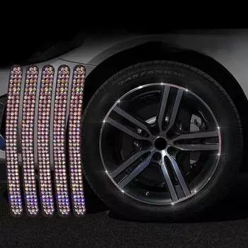 5 шт. наклейка на обод шины автомобиля с бриллиантами и кристаллами, декоративная наклейка, предупреждающая полоса для безопасности, ступица колеса, автомобильные аксессуары для женщин чёрный
