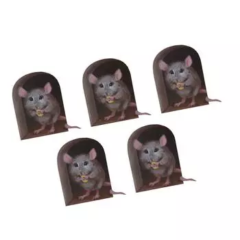 5 шт. Наклейка на стену в виде мышиной норы, декоративная реалистичная наклейка на окно, самоклеящаяся, украшение для дома, для кухни, спальни, угла type 3