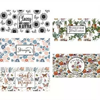 5 шт. Наклейки на чашки - Цветочный и растительный дизайн Водонепроницаемые, устойчивые к царапинам Наклейки с кристальной отделкой для стаканов 16 унций, самоклеящиеся, 9,45X4,33 дюйма pack of 5