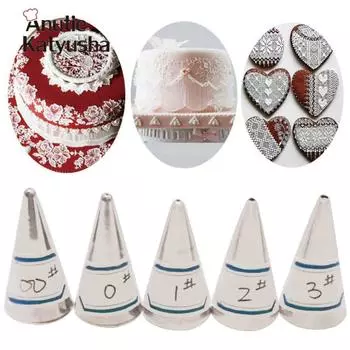 5 шт. насадок для глазури из нержавеющей стали, инструменты для украшения торта, инструменты для самостоятельного приготовления крема, инструменты для выпечки кондитерских изделий