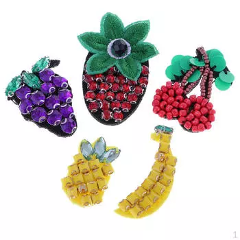 5 шт., нашивки со стразами и фруктами, бисером, пришивные аппликации, украшение одежды