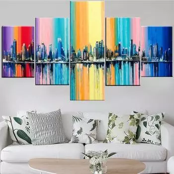5 шт., настенная живопись на холсте, абстрактный городской пейзаж, постер, фотографии, современное украшение для дома, модульная рамка для гостиной 20X35 20X45 20X55cm