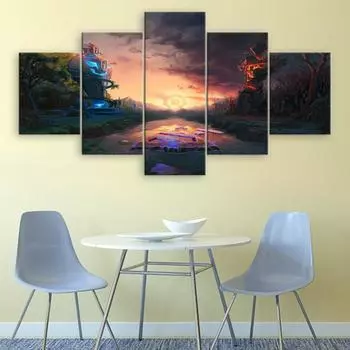 5 шт., настенная живопись на холсте, игровая карта, печатный постер, домашний современный декор для гостиной, игровые украшения, картинки без рамки 20x35cm*2 20x45cm*2 20x55cm*1