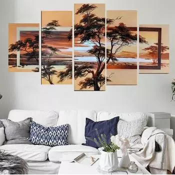 5 шт. настенная живопись на холсте пейзаж Древо жизни плакат скандинавское украшение дома современная гостиная модульная картина 20X35 20X45 20X55cm