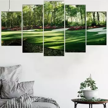 5 шт., настенная живопись на холсте, пейзажный постер, гольф, зеленый газон, современное украшение для дома, модульные картины для гостиной 20X35 20X45 20X55cm