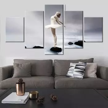 5 шт., настенная живопись на холсте, постеры с персонажами балерины, современная гостиная, украшение для дома, модульные картины, рамки без рамки 20x35cm*2 20x45cm*2 20x55cm*1