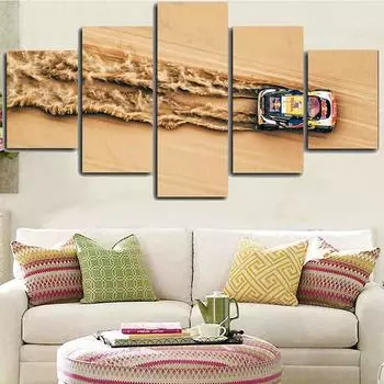 5 шт., настенная живопись на холсте, ралли, пустыня, песок, автомобиль, пейзажный постер, современное украшение для дома, модульная рамка для гостиной 20X35 20X45 20X55cm