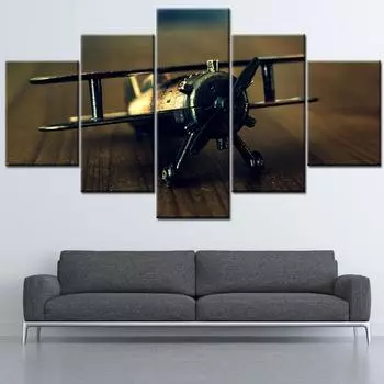 5 шт., настенная живопись на холсте, ретро модель самолета, постер, модульная домашняя рамка, фотографии, украшение для гостиной 20X35 20X45 20X55cm