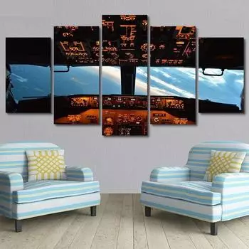 5 шт., настенная живопись на холсте, самолет, интерьерный пейзаж, постер, современная гостиная, спальня, модульные рамки, фотографии 20X35 20X45 20X55cm