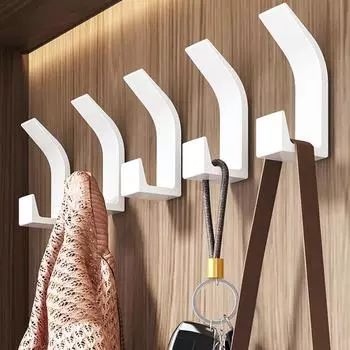 5 шт. настенные крючки без сверления, самоклеящиеся, противоскользящие, водонепроницаемые, выдерживают большую нагрузку, одежда для ванной комнаты, полотенце 5pcs белый