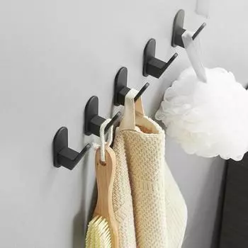 5 шт. настенные крючки, сверхпрочные, противоскользящие, водонепроницаемые, клейкие, для ванной комнаты, кухонные крючки для полотенец, настенные вешалки для халатов без сверления, вешалки для джинсов чёрный