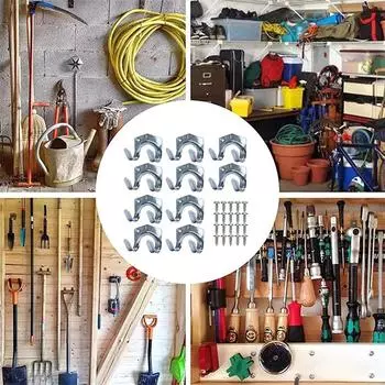 5 шт. настенных крючков, металлическая вешалка с винтами, подвесная настенная органайзер для хранения инструментов, садовый кронштейн, держатель для стойки дома и кухни 5PCS
