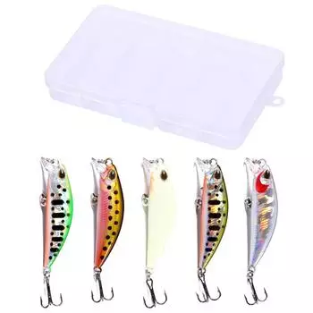 5 шт., небольшой комплект воблера Minnow, искусственная приманка с коробкой для хранения, приманка для ловли окуня, снасти