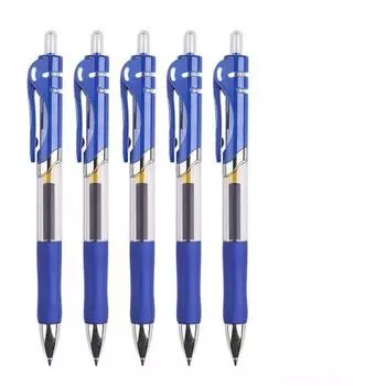 5 шт., нейтральная шариковая ручка большой емкости, 0,5 мм, с жирным стержнем, фирменная черная, красная, синяя, студенческая, учебная, офисная синий