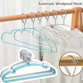 5 шт. нескользящие железные вешалки для одежды, сушилка с автоматической ветрозащитной пряжкой для дома и улицы, органайзер для гардероба для пальто 5PCS белый