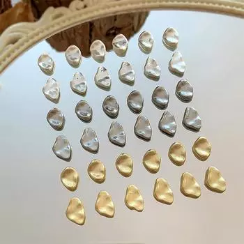 5 шт. нестандартных металлических подвесок для дизайна ногтей, ювелирный сплав, барокко, плоское дно, овальная форма, витые аксессуары для ногтей S золотой