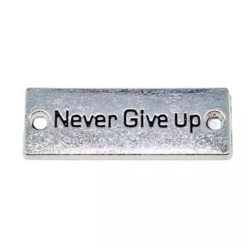 5 шт. никогда не сдавайся, подвески, ювелирные компоненты, аксессуары, античное серебро, цвет цинкового сплава, 28X10 мм