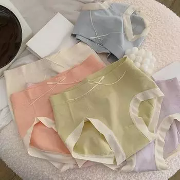 5 шт. нижнего белья женские трусики комплект женское нижнее белье бант трусы оборки трусы повседневные спортивные 5Pcs Random Colors