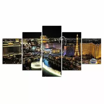 5 шт., ночной Лас-Вегас, пейзаж, современный декор, холст, настенное искусство, HD печать, фотографии, картины, плакат, домашний декор, без рамки, 5 шт. 20x35 20x45 20x55cm