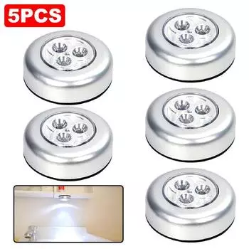 5 шт. Ночной светодиодный светильник, светодиодный светильник под шкафом, беспроводной настенный светильник с сенсорным выключателем, прикроватная лампа, работающая от батареек, светодиодный ночник для спальни