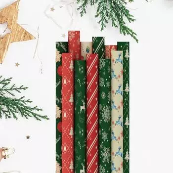 5 шт. Новая бумага для рождественских подарков, упаковочная бумага 50*70 см, рулон крафт-бумаги для поделок, подарочная бумага для поделок на Рождество