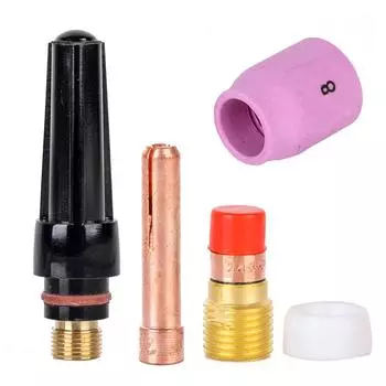 5 шт. новая цанговая газовая линза для сварочной горелки TIG 2,4 мм, комплект чашек из пирекса для WP-17/18/26