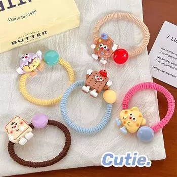 5 шт. Новая милая мультяшная резинка для волос с конфетами и бобами, резинка для девичьего сердца, эластичная резинка, универсальный аксессуар для волос