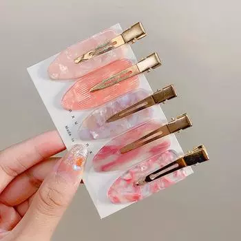 5 шт. Новая розовая ацетатная заколка для волос без следов, акриловая заколка-уточка для волос девочек, милая заколка для челки и прядей, аксессуары для волос