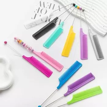 5 шт. новый DIY многоцветный пластиковый расческа с бисером домашние расчески для волос школьные аксессуары Kawaii Ruler 5 pcs белый