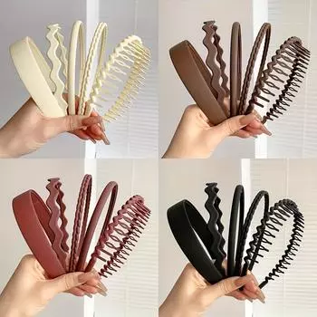 5 шт. обручи для волос с зубами-сладкими зубами, набор, сплошной цвет, повязка для волос, полый дизайн, обруч для головы, женские аксессуары для волос для девочек, аксессуары для волос для мытья лица, уход за кожей, ванна 5PCS чёрный