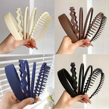 5 шт. обручи для волос с зубами-сладкими зубами, набор, сплошной цвет, повязка для волос, полый дизайн, обруч для головы, женские аксессуары для волос для девочек, аксессуары для волос для мытья лица, уход за кожей, ванна 5PCS чёрный