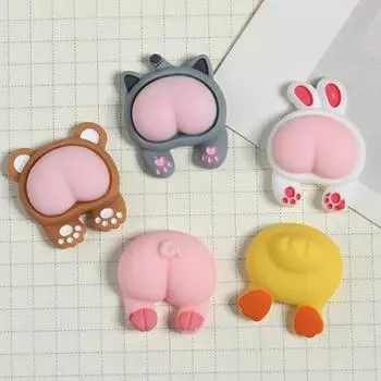 5 шт., очаровательные смоляные милые мультяшные животные, сделай сам, плоская кошка, свинья, медведь, большая забавная задница, смола