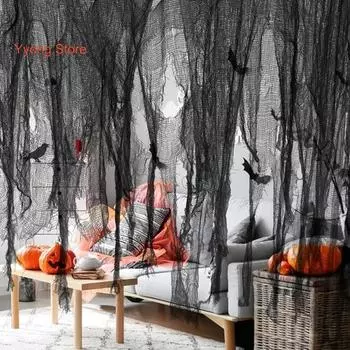 5 шт. очень большая жуткая ткань на Хэллоуин, страшная жуткая крышка для окон, дверных проемов, марлевая декоративная подставка для фотосъёмки чёрный