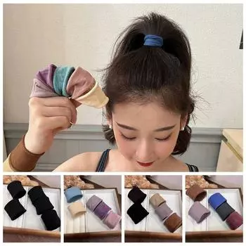 5 шт. однотонные бесшовные кольца для волос, высокие эластичные резинки, милые веревки для полотенец для женщин синий