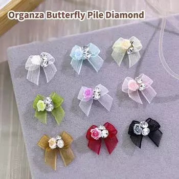 5 шт. органза бант роза украшение для ногтей с бриллиантами стереоскопический аксессуар DIY нейл-арт энтузиасты нейл-арта