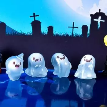 5 шт., орнамент на Хэллоуин, легкие украшения с призраками из смолы, светящиеся украшения на Хэллоуин для вечеринки, стол, автомобильный брелок 5pcs