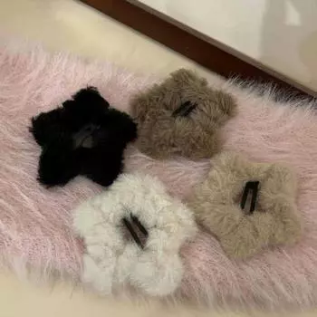 5 шт. осень зима женские звездные шпильки милые пушистые заколки для волос аксессуары для укладки волос One Size бежевый