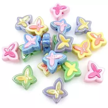 5 шт., ослепительные двухцветные трехмерные бабочки с УФ-покрытием, свободные бусины, креативный материал из бисера, браслет, ожерелье, ювелирные аксессуары светло-фиолетовый