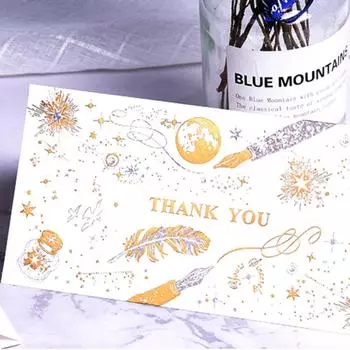 5 шт. Открытка с благодарностью ручной работы, двухцветная складная открытка с горячим тиснением, поздравительная открытка на Рождество чёрный