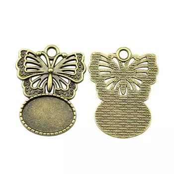 5 шт., овальная бабочка, камея, кабошон, кулон, основа, ювелирные компоненты, аксессуары, античная бронза, цвет цинкового сплава 13X18 мм