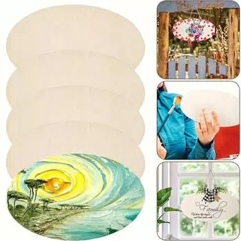 5 шт. Овальные поделки, необработанные деревянные поделки, деревянные круги для поделок, деревянные овальные вырезы, живопись и свадебные украшения светло-желтого
