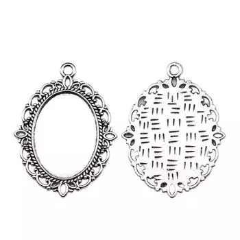 5 шт. овальный простой стиль камея кабошон кулон базовая установка ювелирные компоненты аксессуары античное серебро цвет цинковый сплав 18X25 мм