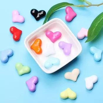 5 шт./пакет 17 мм * 22 мм акриловые свободные красочные бусины в форме сердца для браслета, ожерелья, изготовления ювелирных изделий, ювелирных аксессуаров 17mm*22mm(5pcs) яблочный зеленый