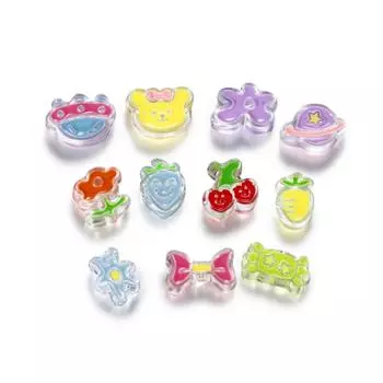 5 шт./пакет цветные акриловые космические бусины милый узор ручная работа украшения для самостоятельного изготовления ожерелья серьги ювелирные изделия аксессуары strawberry синий