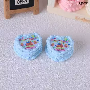 5 шт./пакет миниатюрная еда и игра 3D праздничный торт смола маленькие украшения кукольный домик игрушки реквизит украшения DIY аксессуары детский подарок розовый